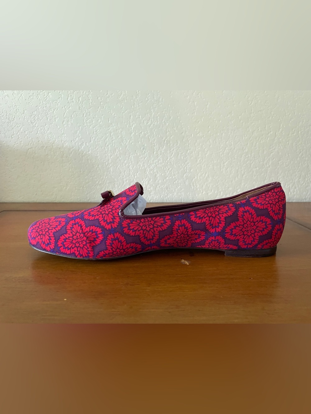 Tory Burch Chandra “Retired” Kariba Print Red/Purple Smoking Loafers Sz 9 - Picture 6 of 16